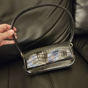 Liz Claiborne Black Crocodile-Embossed Shoulder Bag